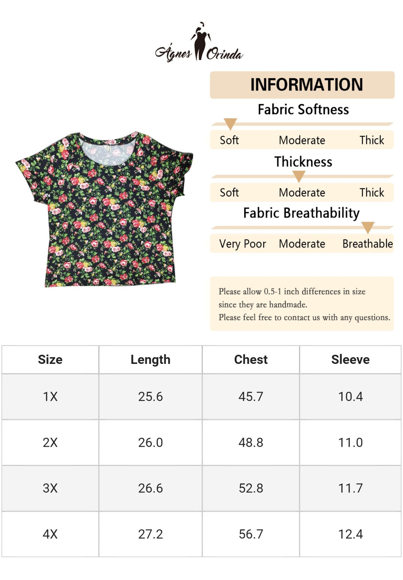 Floral Blouse Short Sleeves Loose Top, Black / Black, alternate image number 4