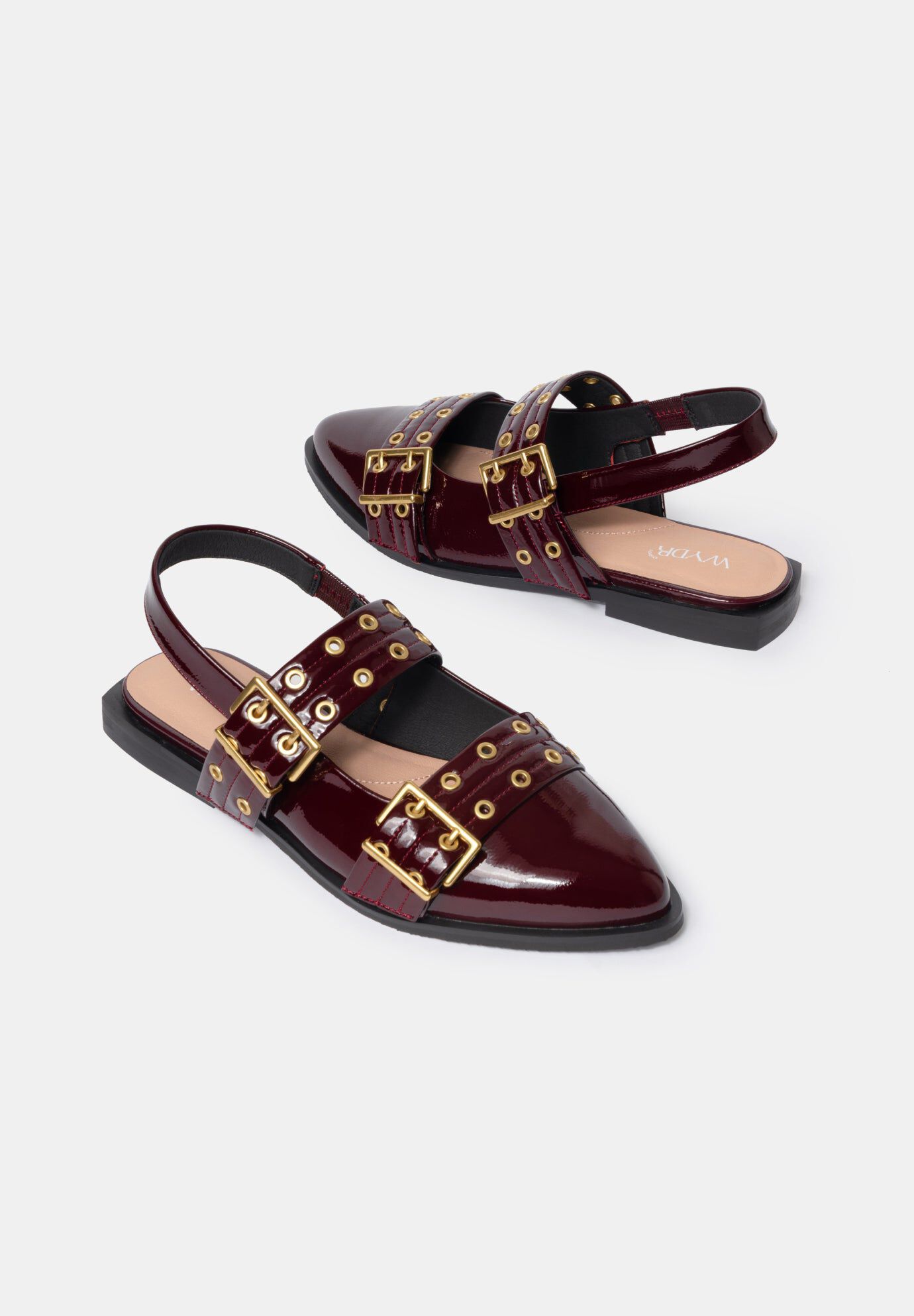 Blondie Pointy Toe Flat Slingback Mary Jane, Burgundy / Burgundy, alternate image number 3