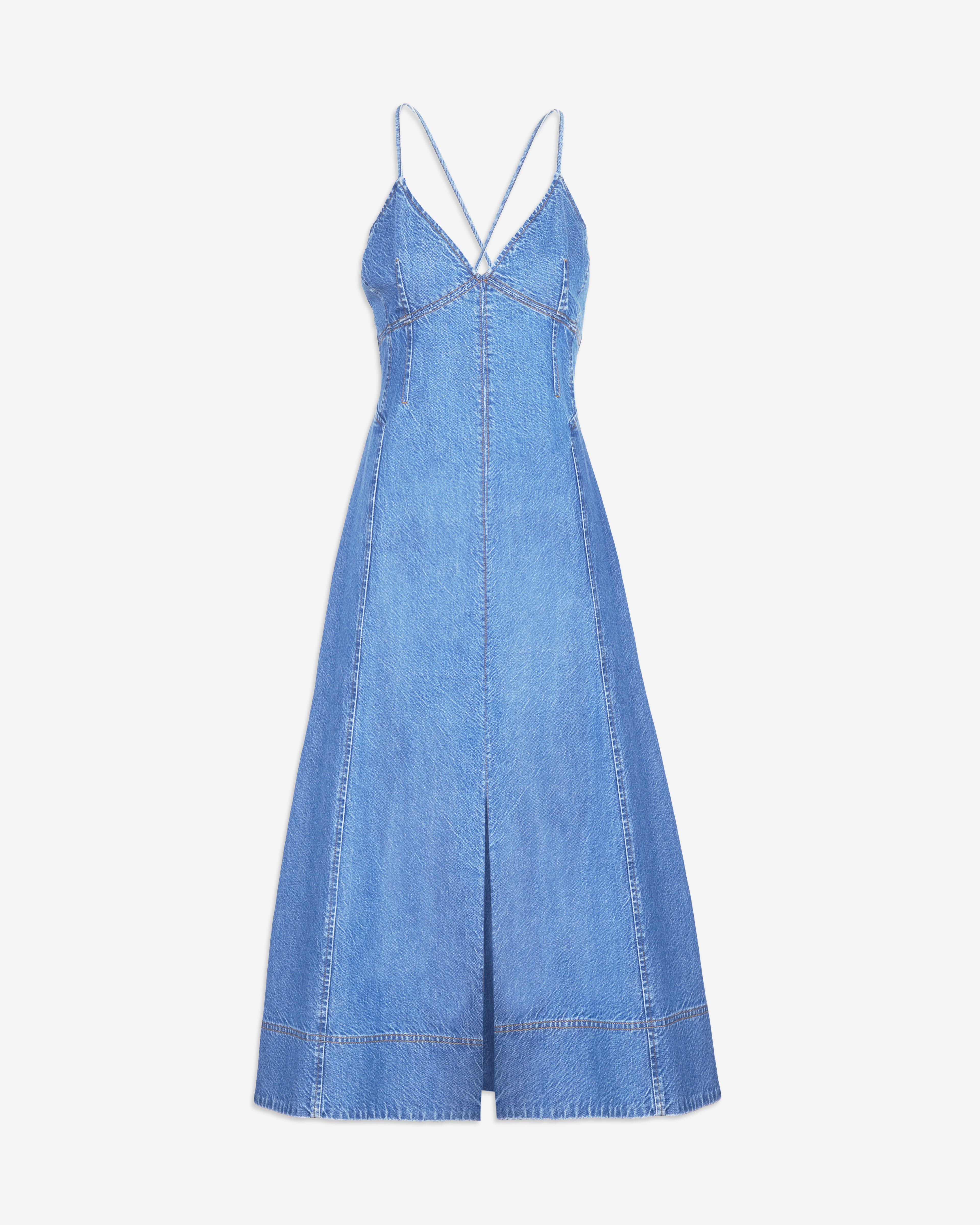 Hendrix Dress, Medium Indigo Blue / Chambray Denim Medium, alternate image number 2