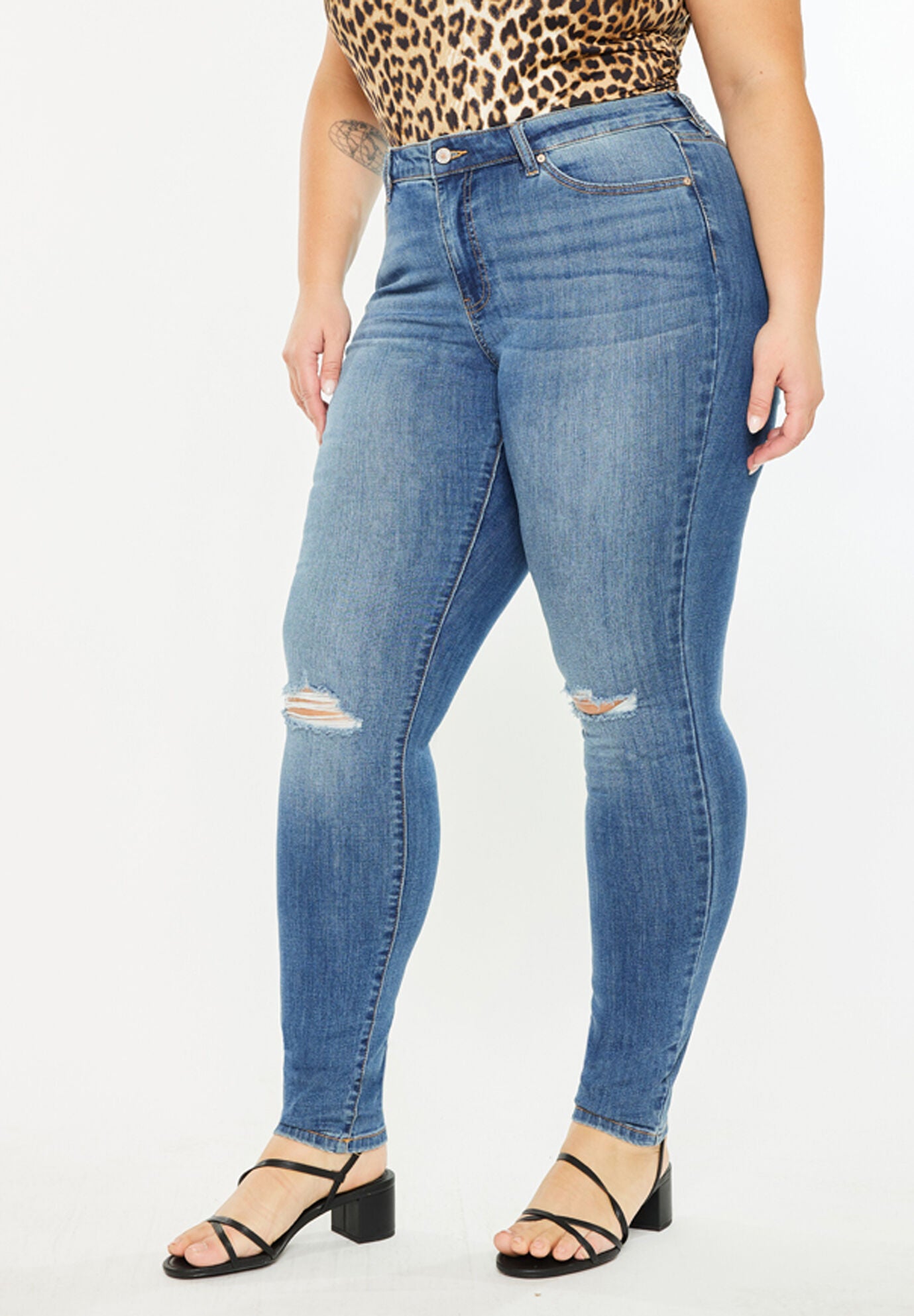 Sharon Mid Rise Super Skinny (Plus Size), Medium Wash / Medium Wash, alternate image number 5