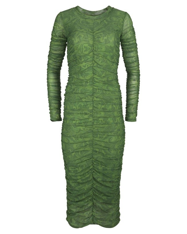 PRINTED MESH DRESS, Green / Kelly Green, alternate image number 1