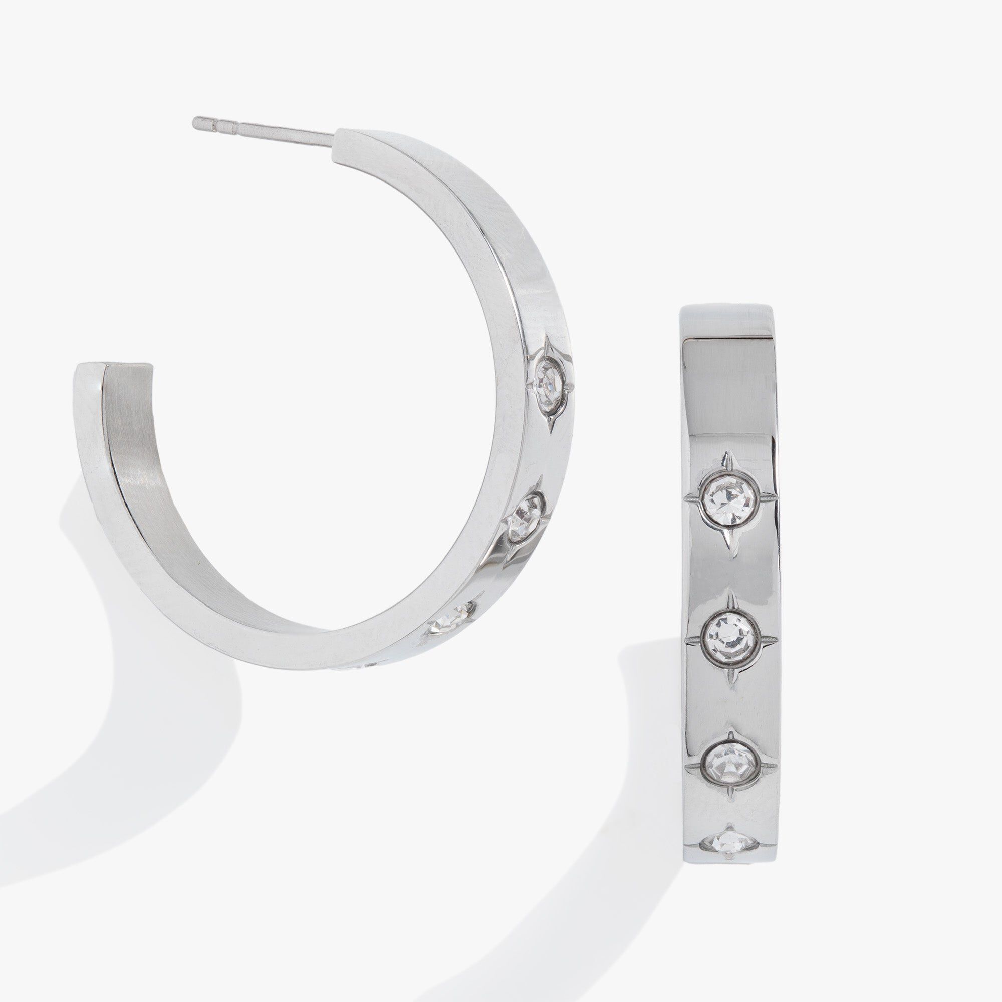 Crystal Accent Hoop, Silver / Silver, hi-res image number 0