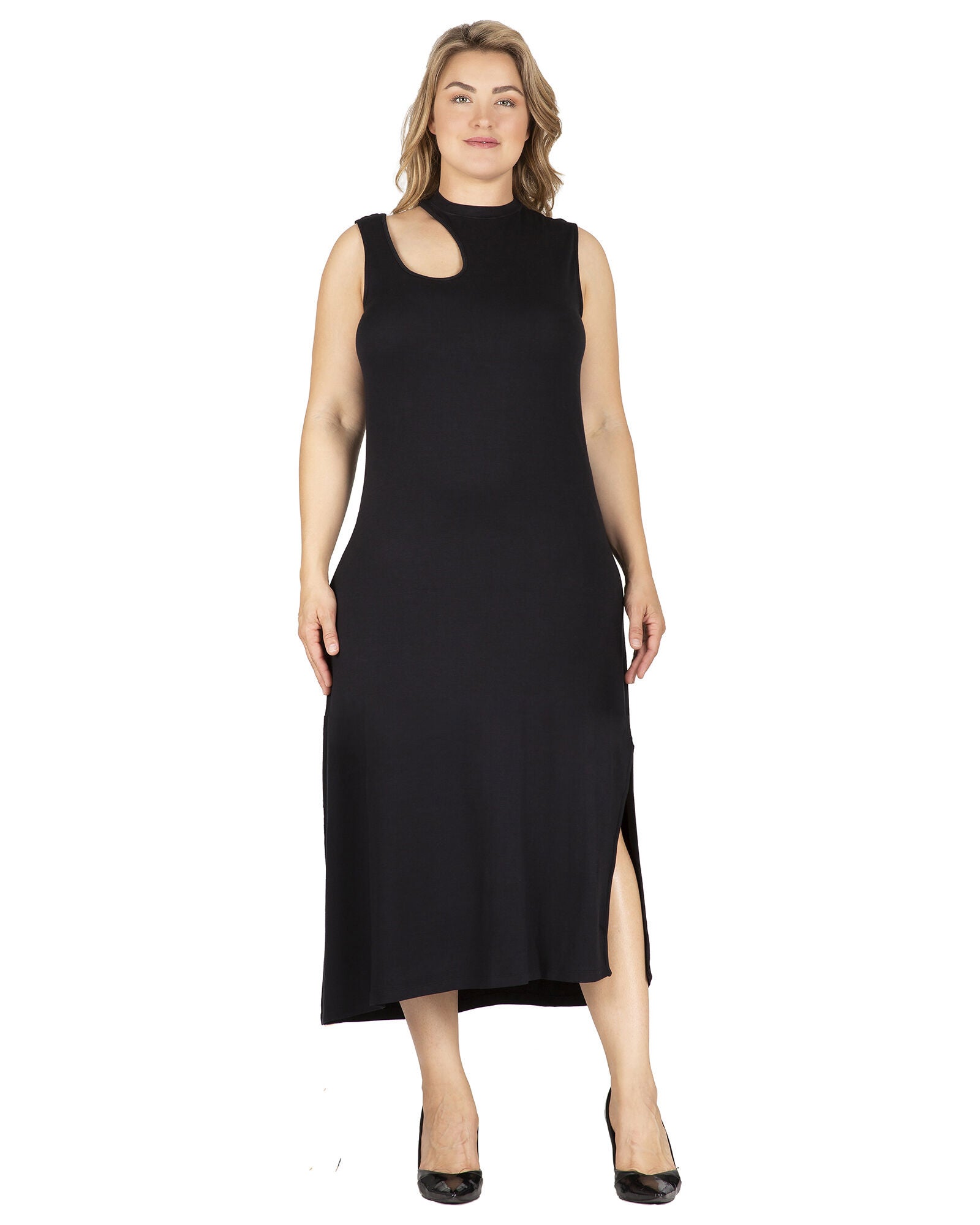 Verona Women's Plus Size Ruffle Sleeveless A-Line Midi Denim Dress | Dia &  Co