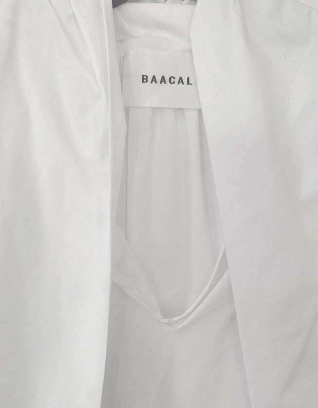 The Marion Cotton Poplin Tie Neck Dress- White, WHITE / White, alternate image number 2