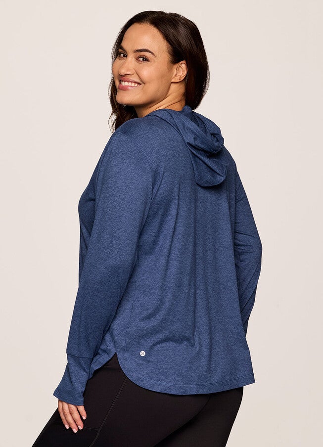 Studio Breathe Super Soft Hoodie Tunic, Blue / Light Blue, alternate image number null