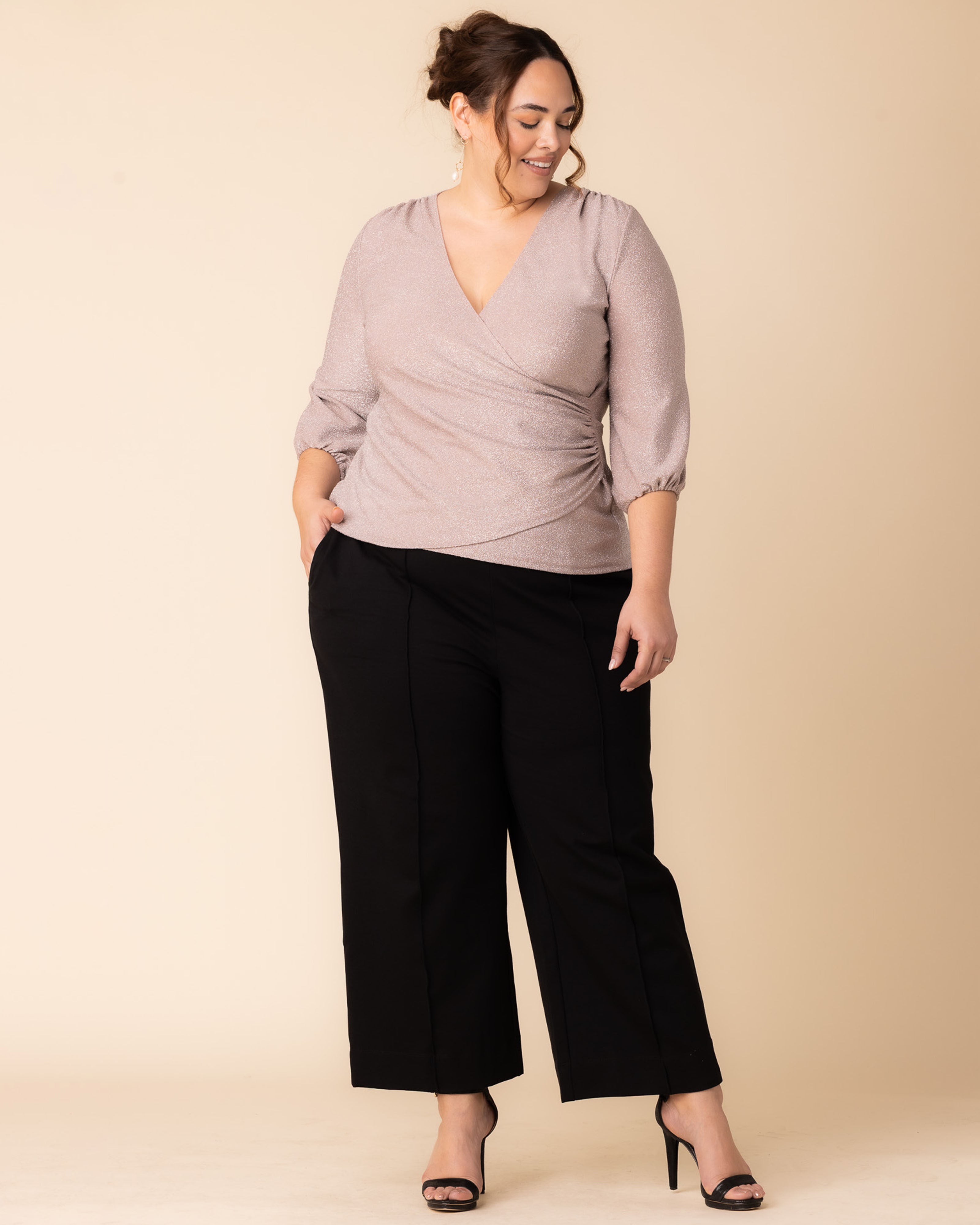 Celeste Faux Wrap Top, PROSECCO / Lilac, alternate image number 4