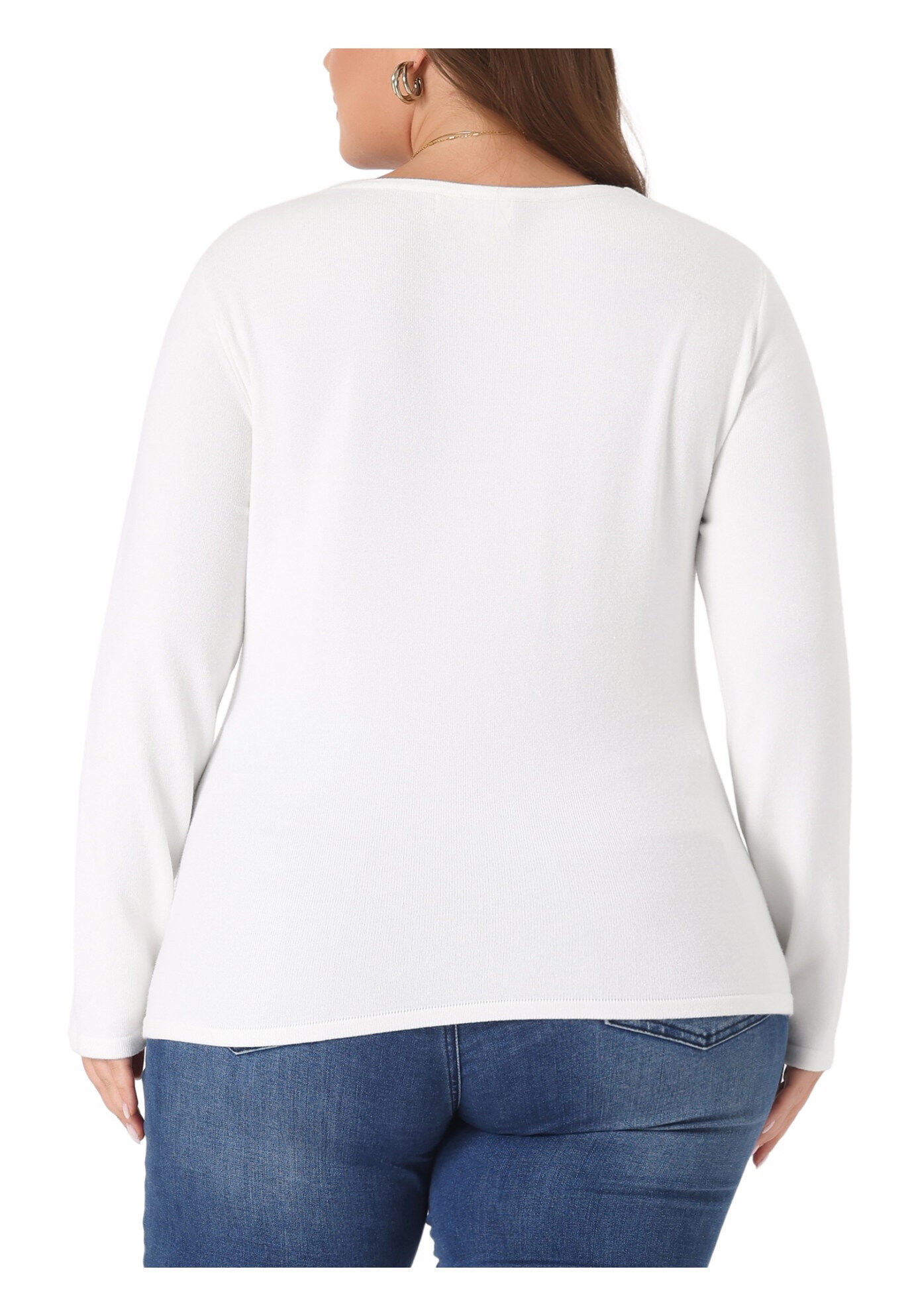 Wrap V Neck Criss Cross Asymmetrical Knit Top, White / White, alternate image number 3