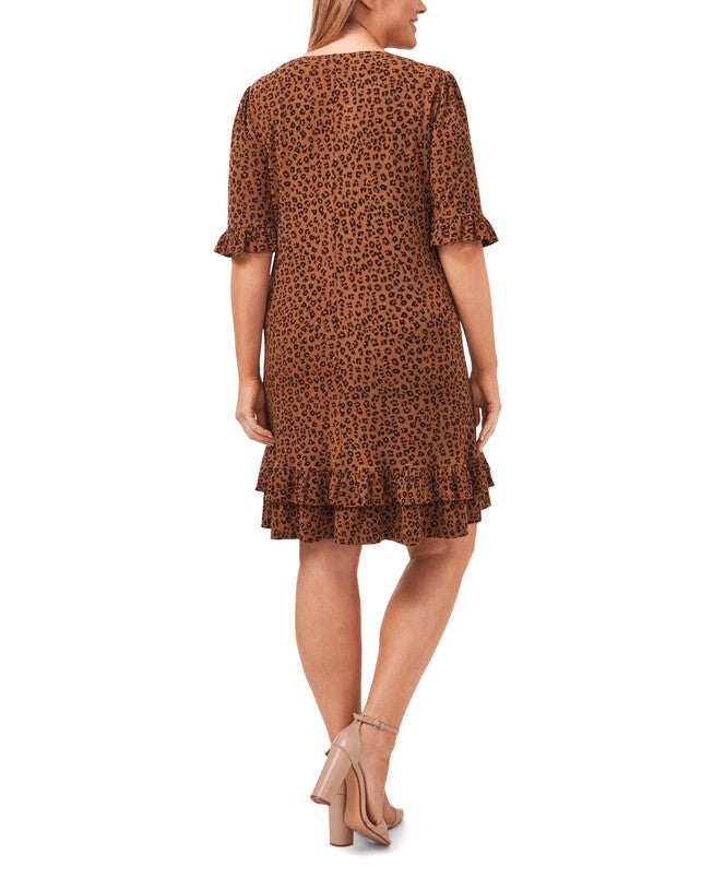 Lucille Ruffle-Hem Dress, 263SPICEWOOD / Brown, alternate image number null