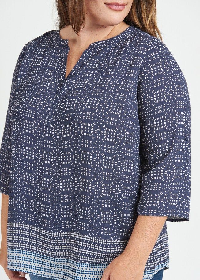 Gabriella 3/4 Roll-Tab Sleeve Blouse, , alternate image number null