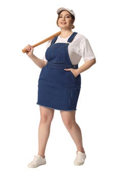 ADJUSTABLE STRAP DISTRESSED DENIM SUSPENDER SKIRT OVERALL DRESS