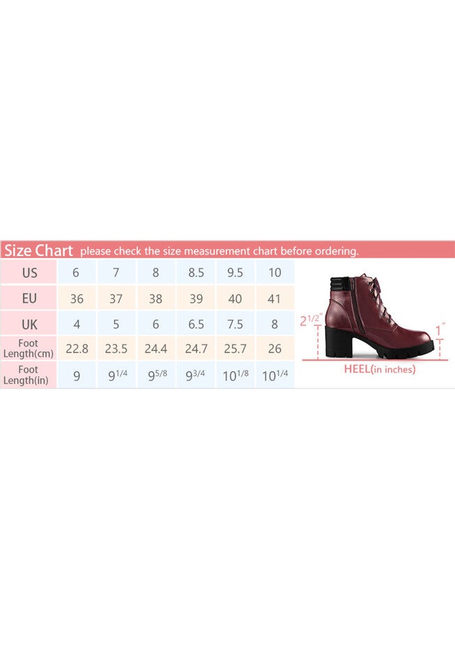 Platform Ankle Boots Lace Up Chunky Heel Combat Boots, Black / Black, alternate image number 4