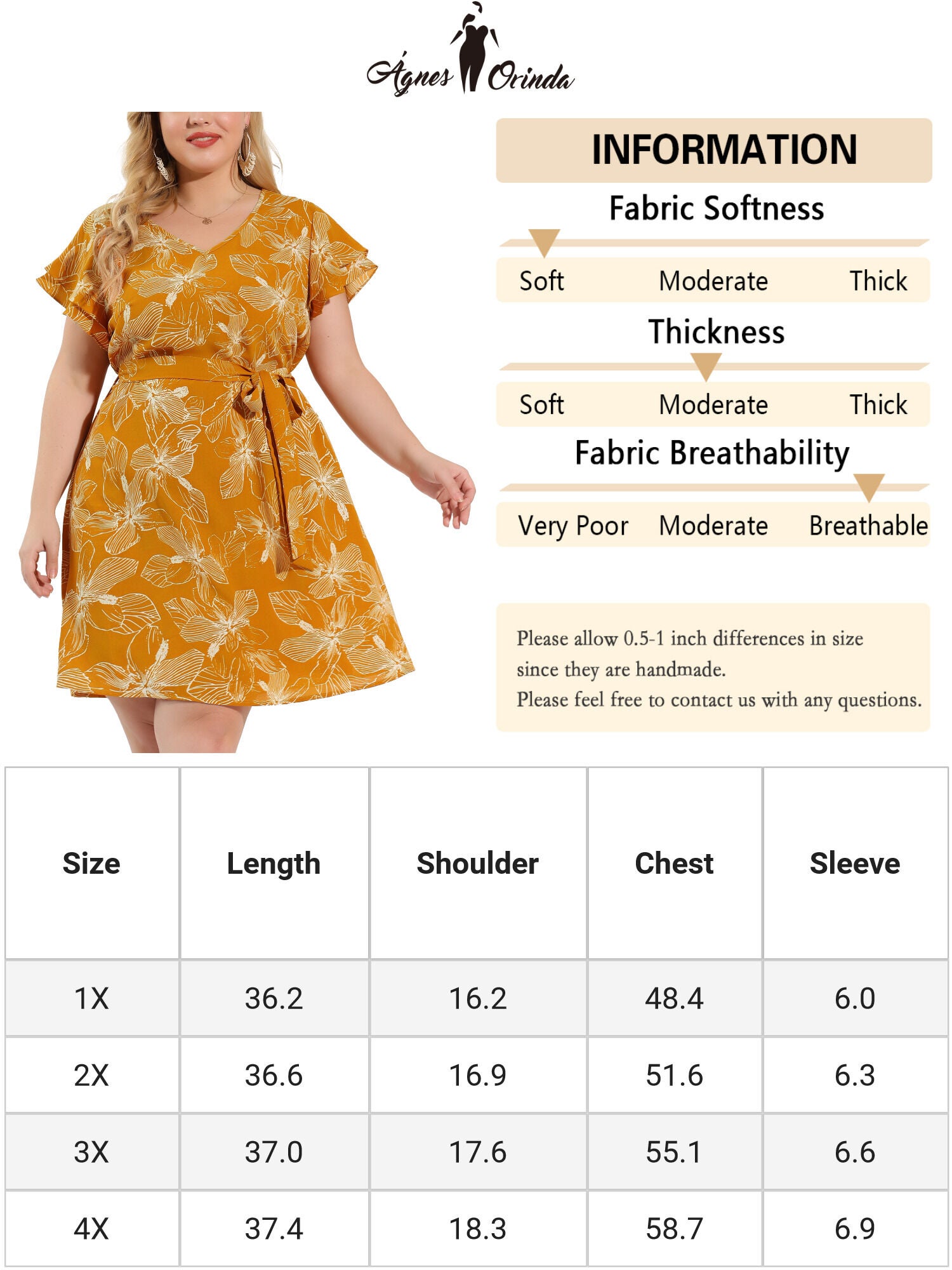 V Neck Tie Waist Layered Short Sleeve Floral Dress, Ginger / Yellow, alternate image number 4