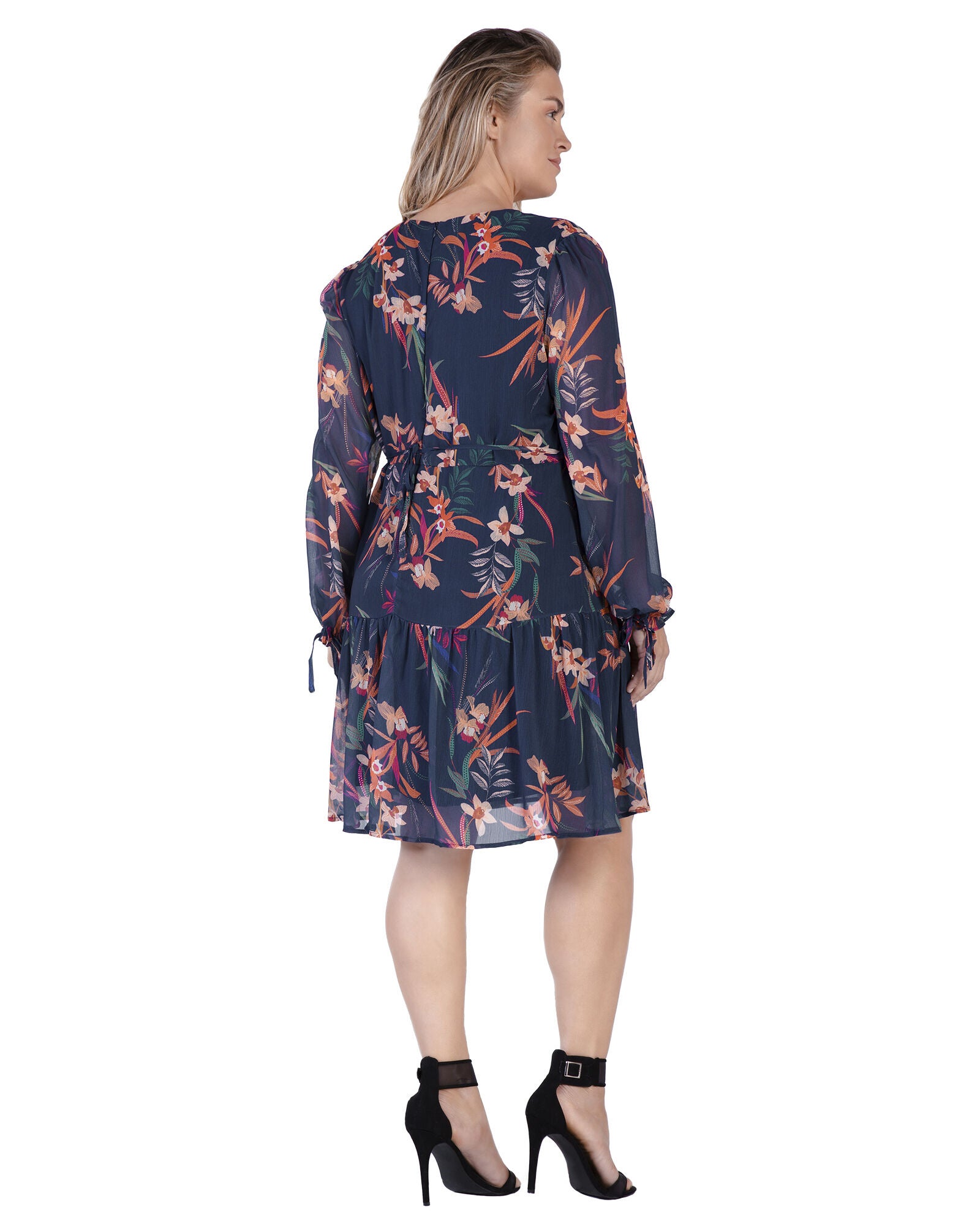 Plus Size Blair Chiffon Long Sleeve Tiered Prairie Mini Dress, , alternate image number 5