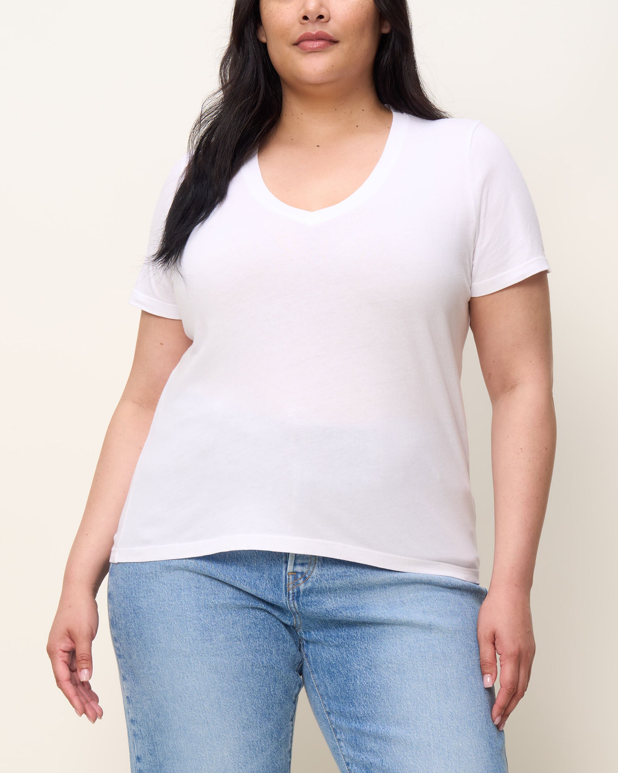 The V Neck Tee, True White / White, hi-res image number 0