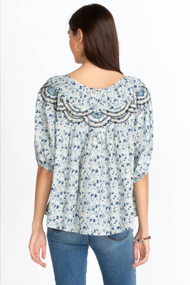 FLORAL TATIANA TOP IN PEASANT, , alternate image number 6