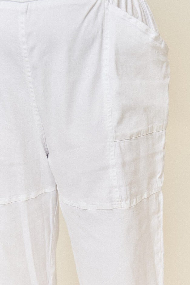 Leah Cotton Tencel Split-Hem Cargo Pant, White / White, alternate image number 4