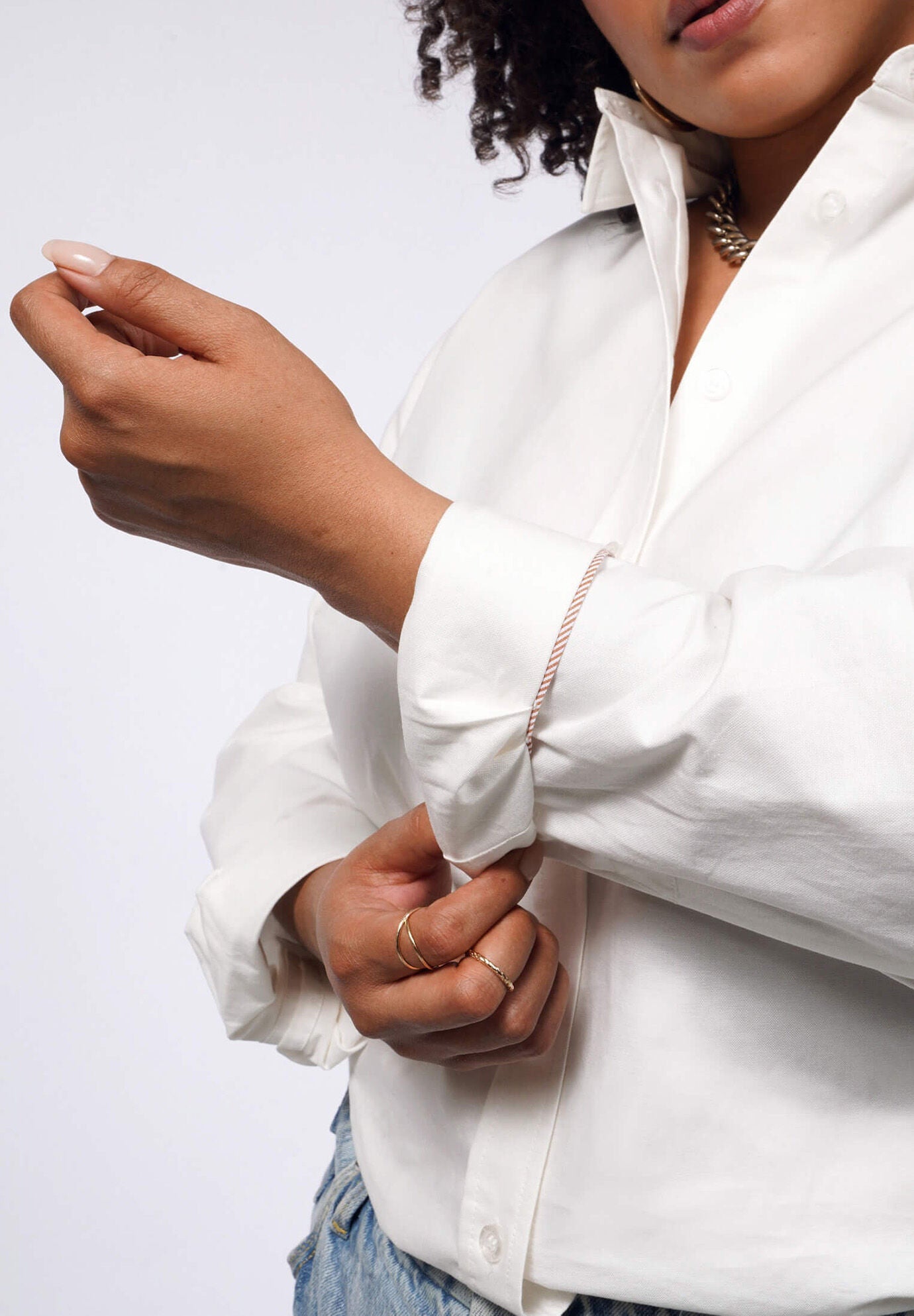 The Essential Long Sleeve Oxford Button Up, WHITE / White, alternate image number 3