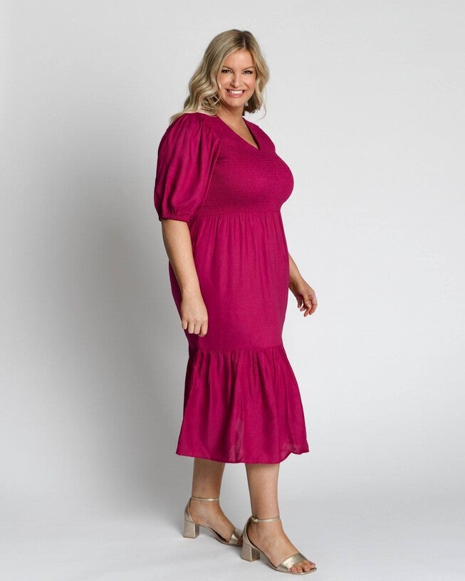 Mia Blouse Sleeve Dress, French Plum / Deep Fuchsia, alternate image number 1