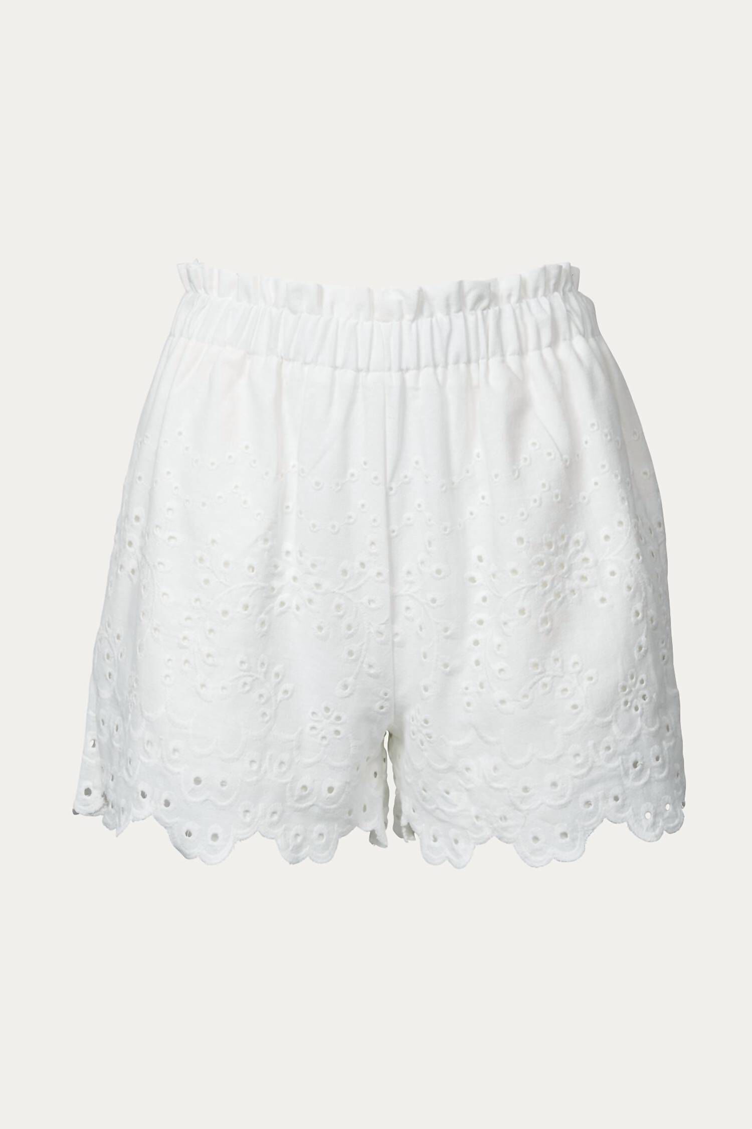 Broderie Anglaise Paperbag Short In White, White / White, hi-res image number 0