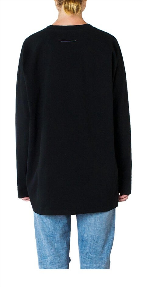 OVERSIZED PRINTED LONG SLEEVE TEE IN BLACK, Black / Black, alternate image number null