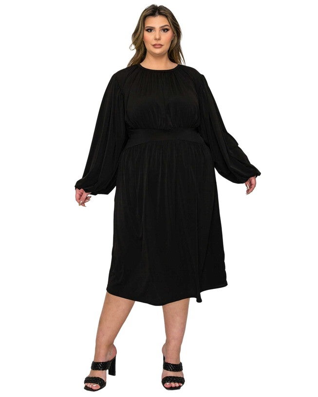 Audrey Ruched Midi Dress, Black / Black, hi-res image number 0