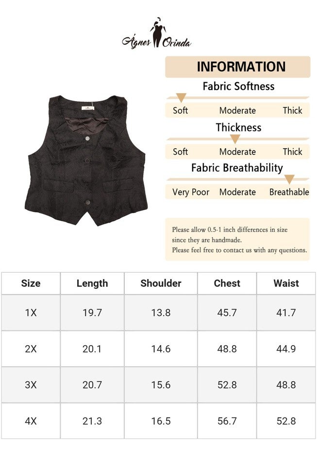 SLEEVELESS JACQUARD STEAMPUNK WAISTCOAT VEST, Black / Black, alternate image number 4