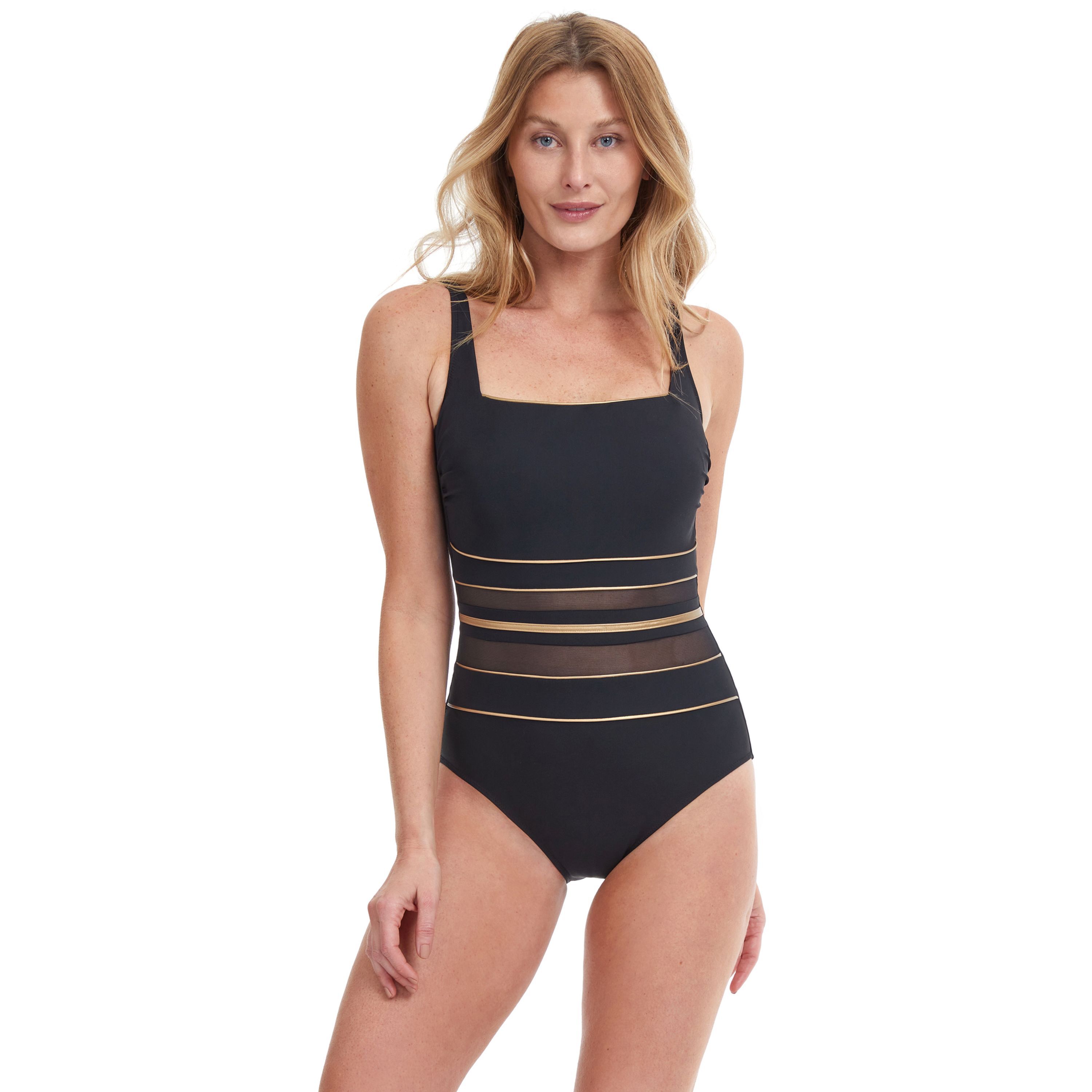 Onyx Square Neck One Piece, BlackGold / Black, hi-res image number 0