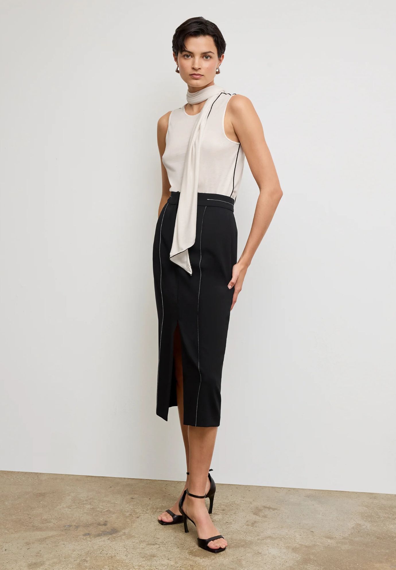 Felicity Scarf Tank - Cloud Jersey, Ivory / Ivory, hi-res image number 0