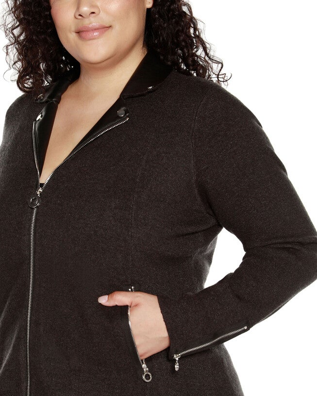 MOTORCYCLE SWEATER JACKET, Heather Charcoal / Charcoal Grey, alternate image number null