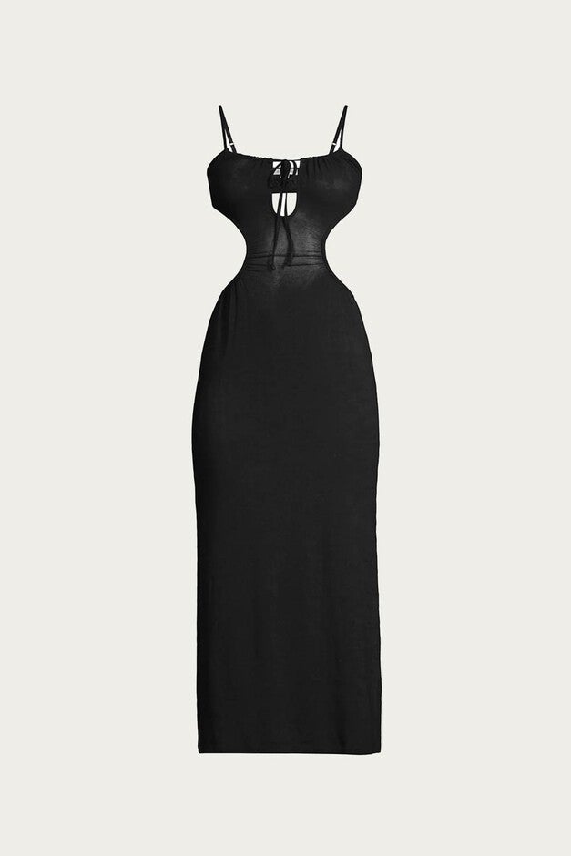 RUCHED CUTOUT MAXI COVER UP IN BLACK, , alternate image number 4