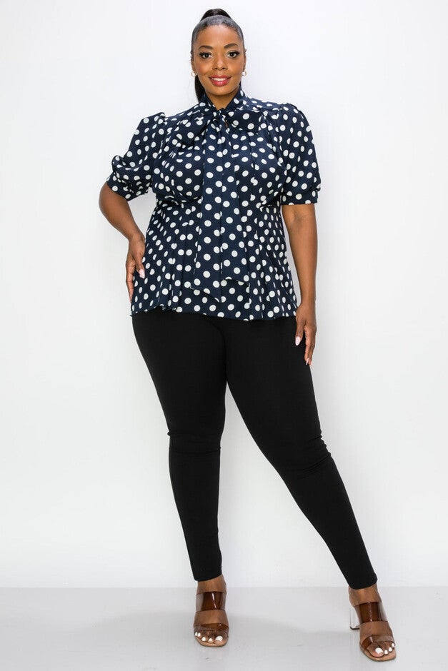 MINNIE POLKA DOT TIE NECK BLOUSE, , alternate image number 6