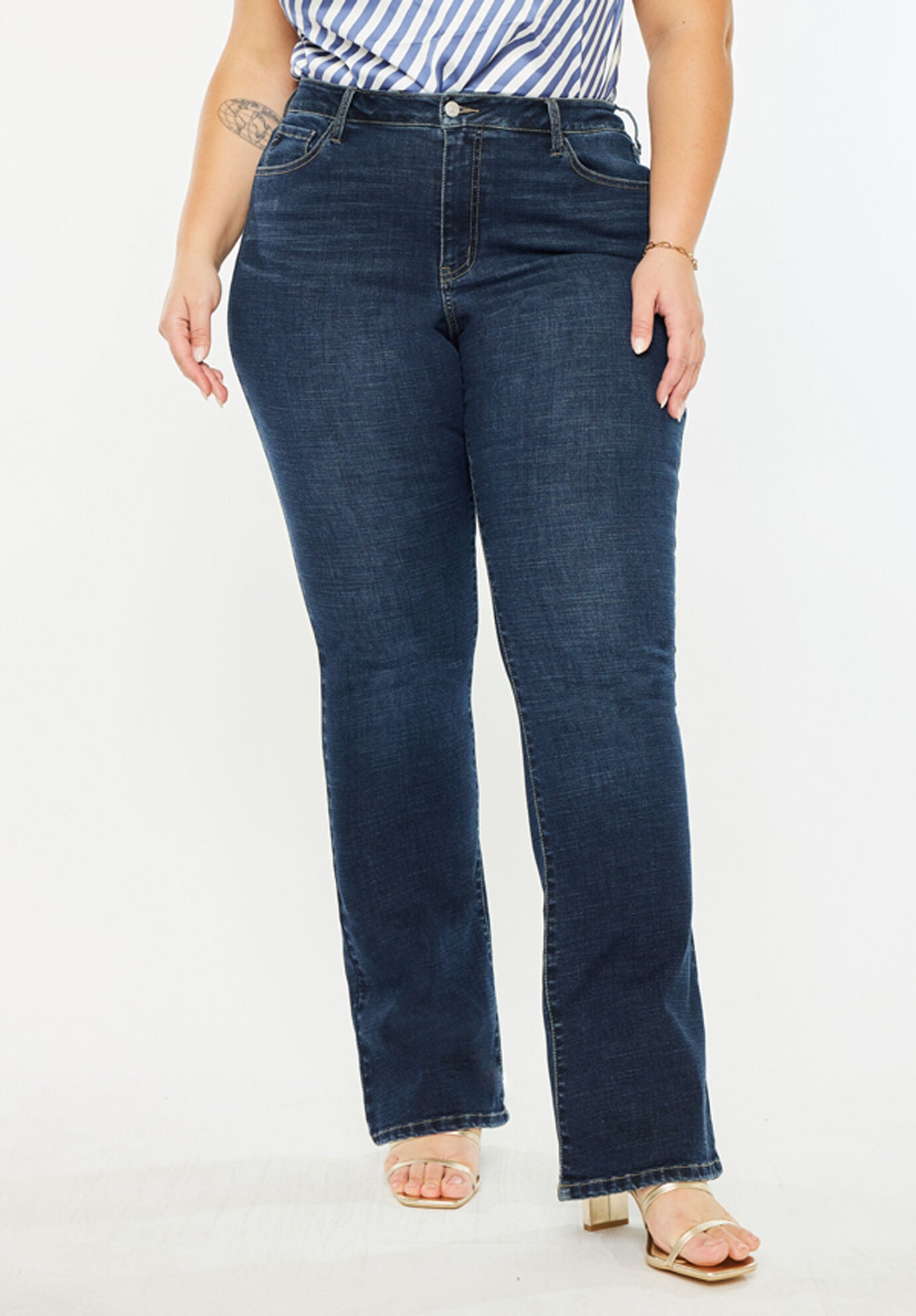 Avery Essentials High Rise Bootcut Jeans (Plus Size), Dark Wash / Dark Wash, alternate image number 2