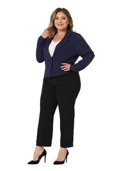 BUTTON CROP SUIT BLAZER JACKET