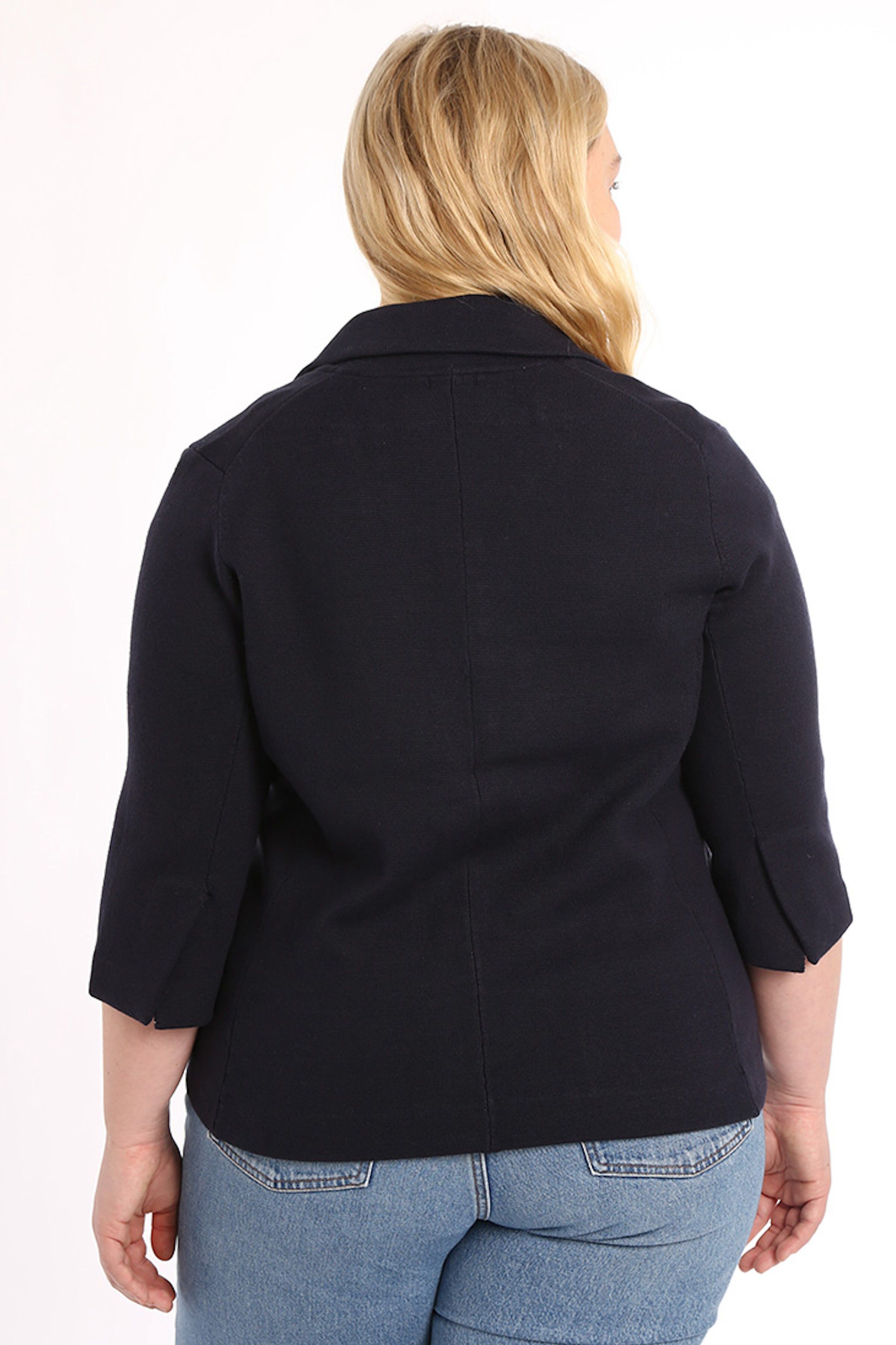 Cotton blend shrunken blazer, Navy / Navy, alternate image number 1