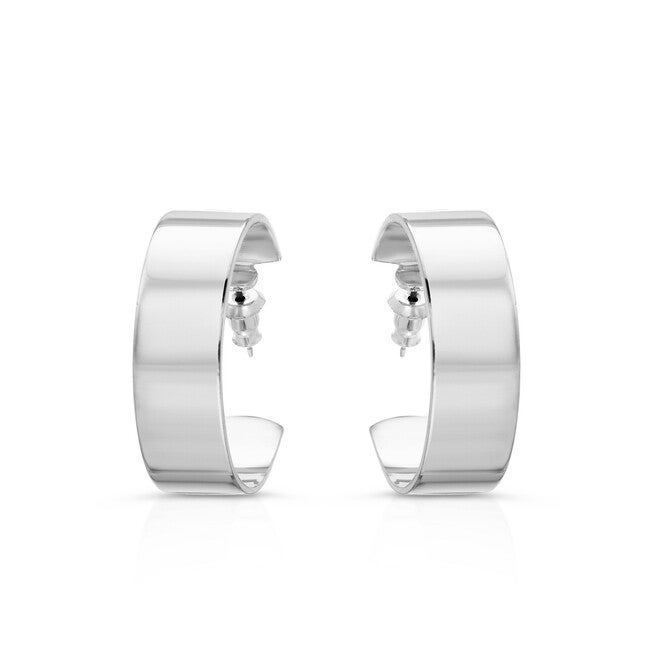 1 inches Skylar Hoops Silver, Silver / Silver, alternate image number 2