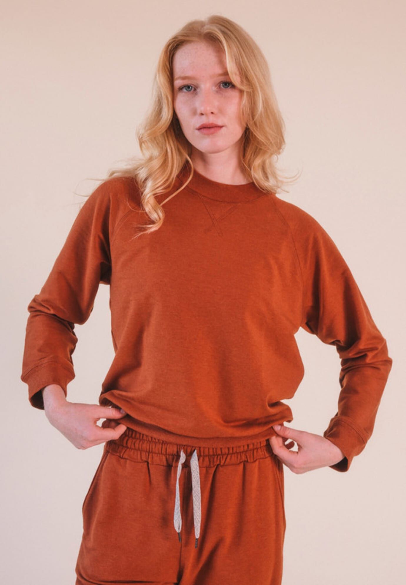 Plus Agnes Raglan Organic Cotton + Tencel Sweatshirt, Rust / Rust, hi-res image number 0