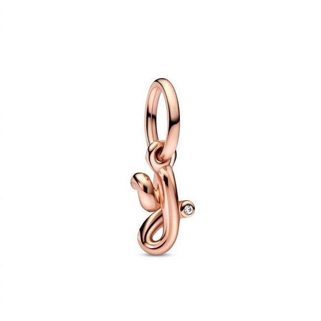 LETTER Y SCRIPT ALPHABET DANGLE CHARM IN ROSE GOLD, Rose Gold / Pink, hi-res image number null