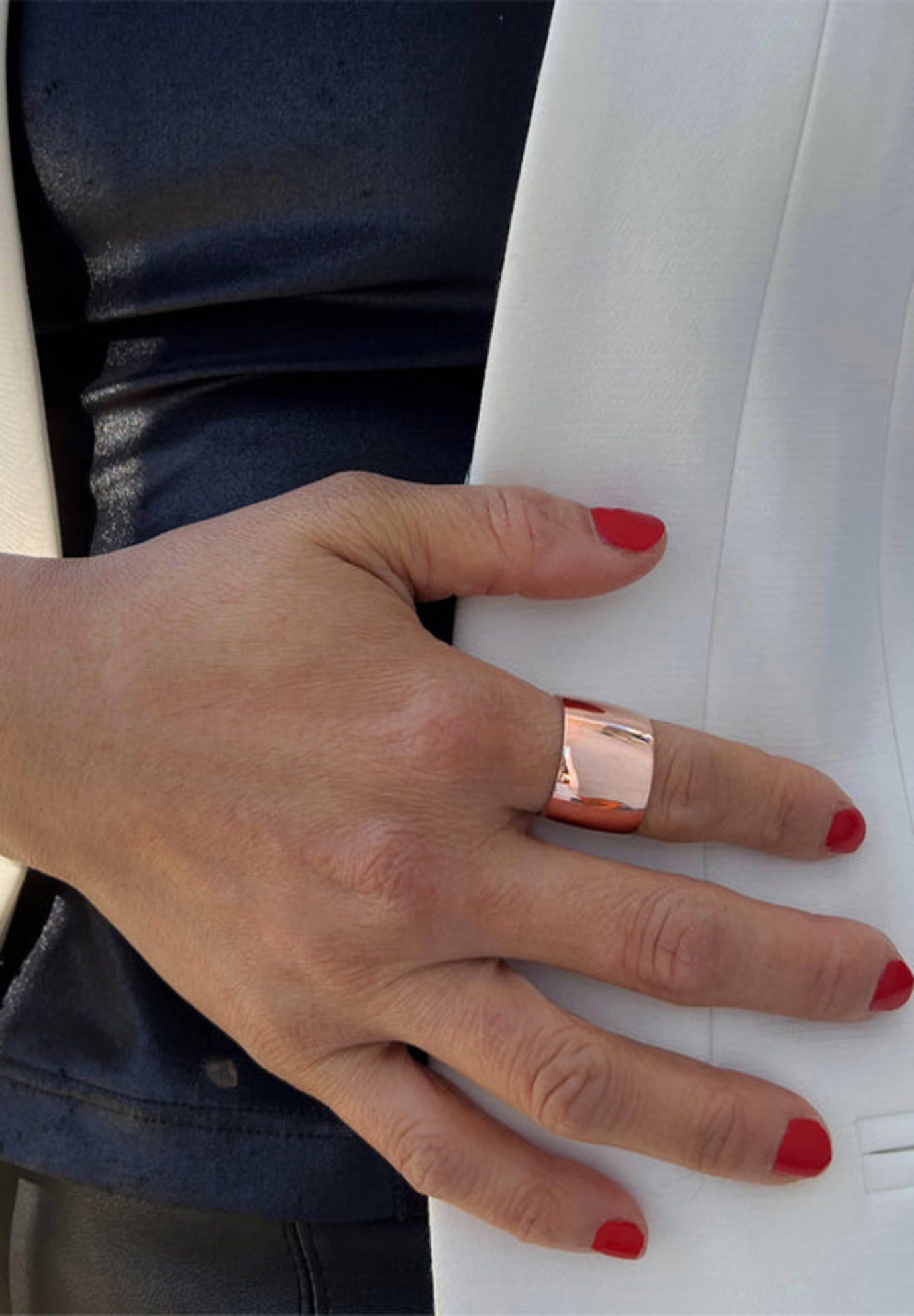 RICH Chunky Wide Cigar Band Ring, Rose Gold / Bronze, alternate image number 3