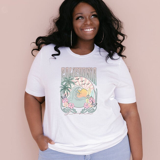 California Grunge Short Sleeve Graphic Tee, White / White, hi-res image number null