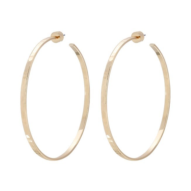 2.5 inches Hammered Hoops Gold, Gold / Gold, hi-res image number 0