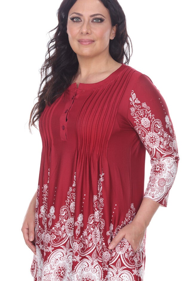 Dulce Tunic Top, BurgundyWhite / Burgundy, alternate image number null
