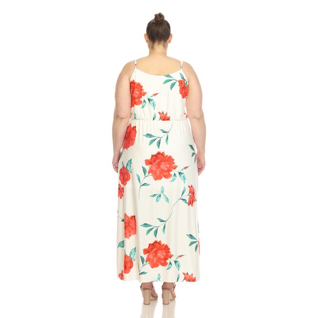 White Mark Floral Strap Maxi Dress, White Red / Red, alternate image number 2