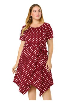 Printed Retro High Low Short Sleeves Dress