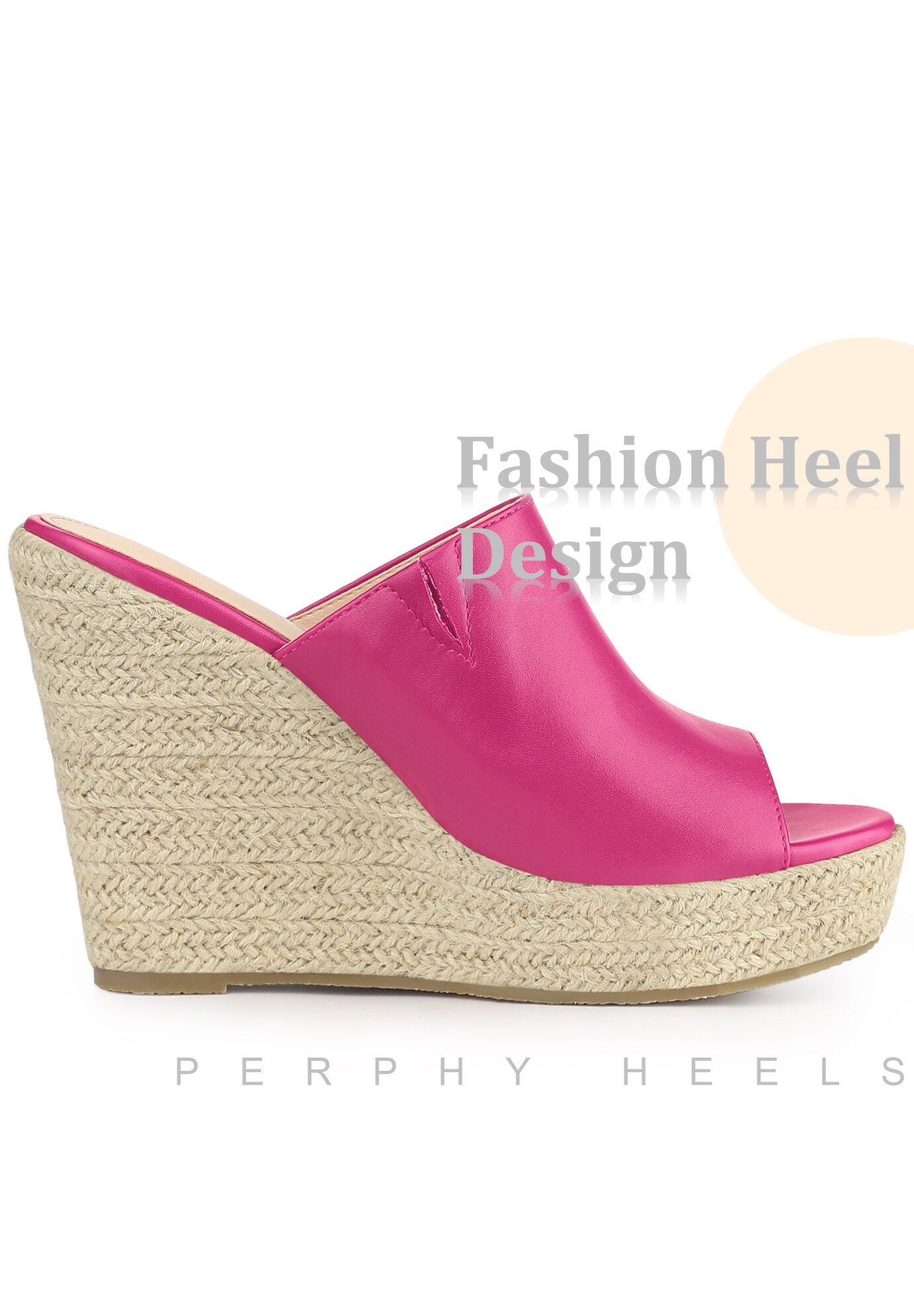 Open Toe Espadrille Wedge Heel Platform Slide Sandal, Hot Pink / Deep Fuchsia, alternate image number 3