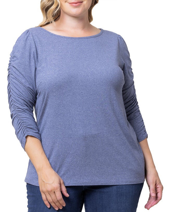 Reverie Ruched Top, HEATHER INDIGO / Dusty Blue, alternate image number null