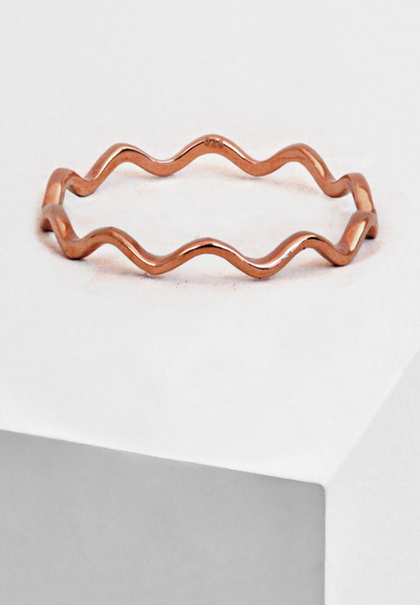 RAMEN NOODLE Thin Wavy Stacking Ring, Rose Gold / Pink, alternate image number 5