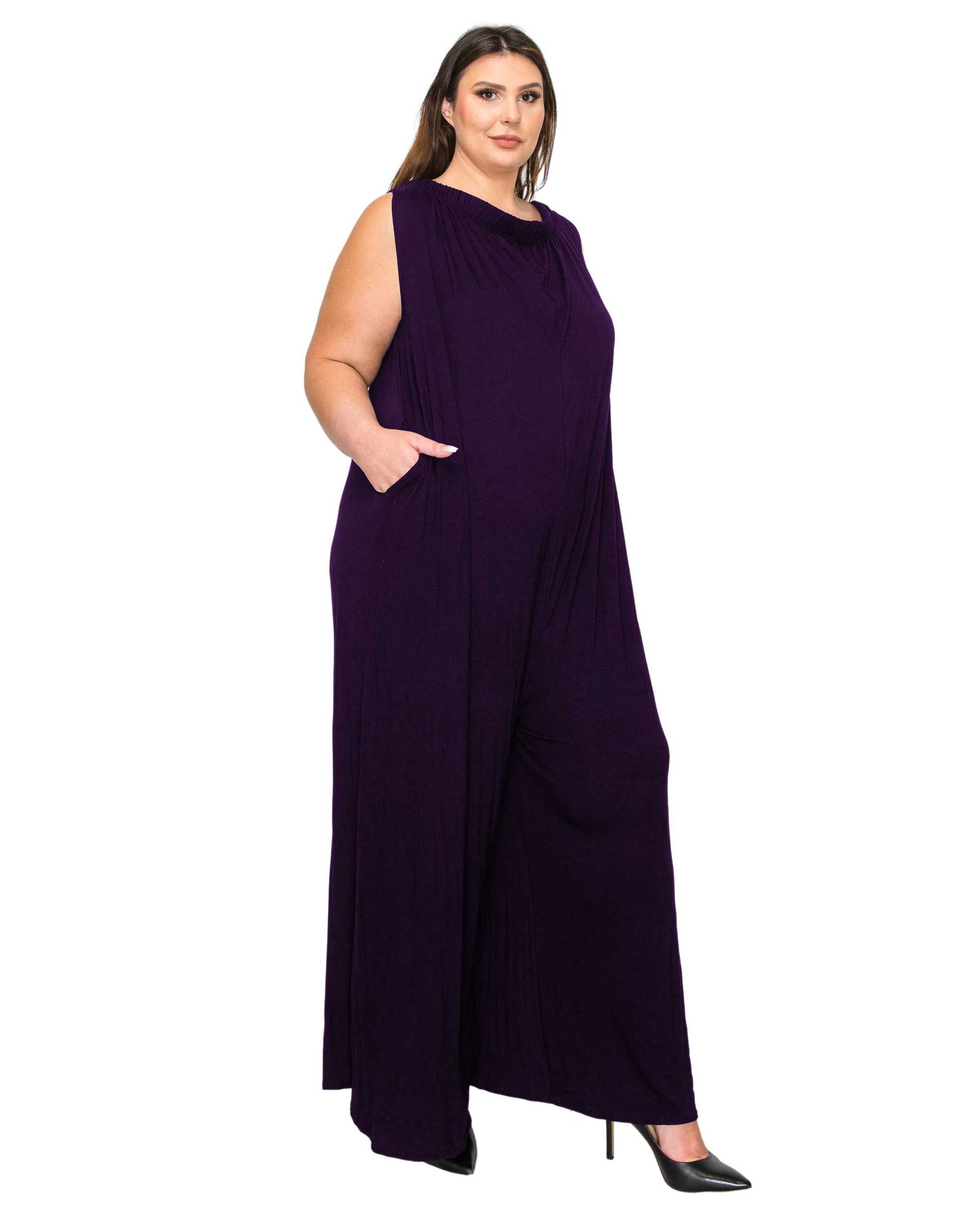 Olson Wide Leg Pocket Jumpsuit, Dark Eggplant / Purple, alternate image number 1