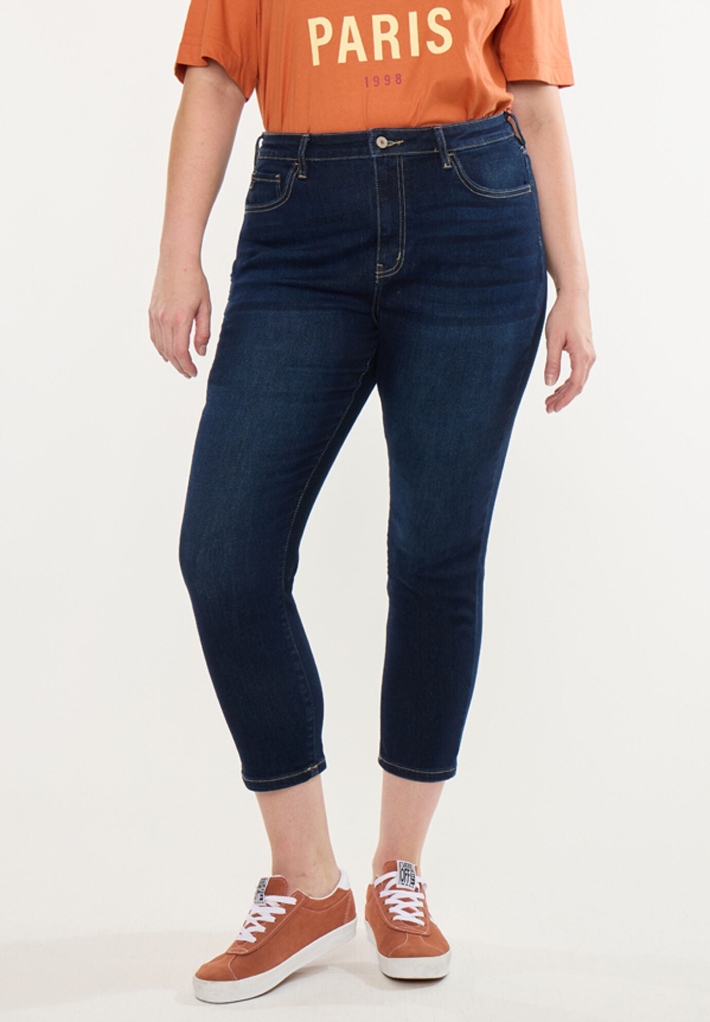 Ximena High Rise Cropped Skinny (Plus Size), Dark Wash / Dark Wash, alternate image number 2