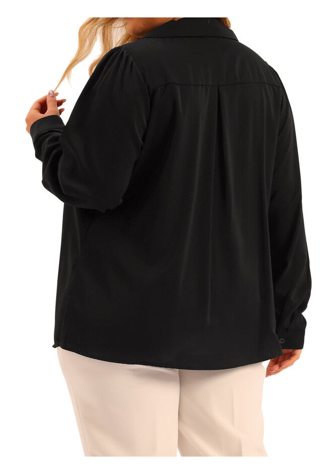 Casual Collar Long Sleeve Button Down Shirt, Black / Black, alternate image number 3