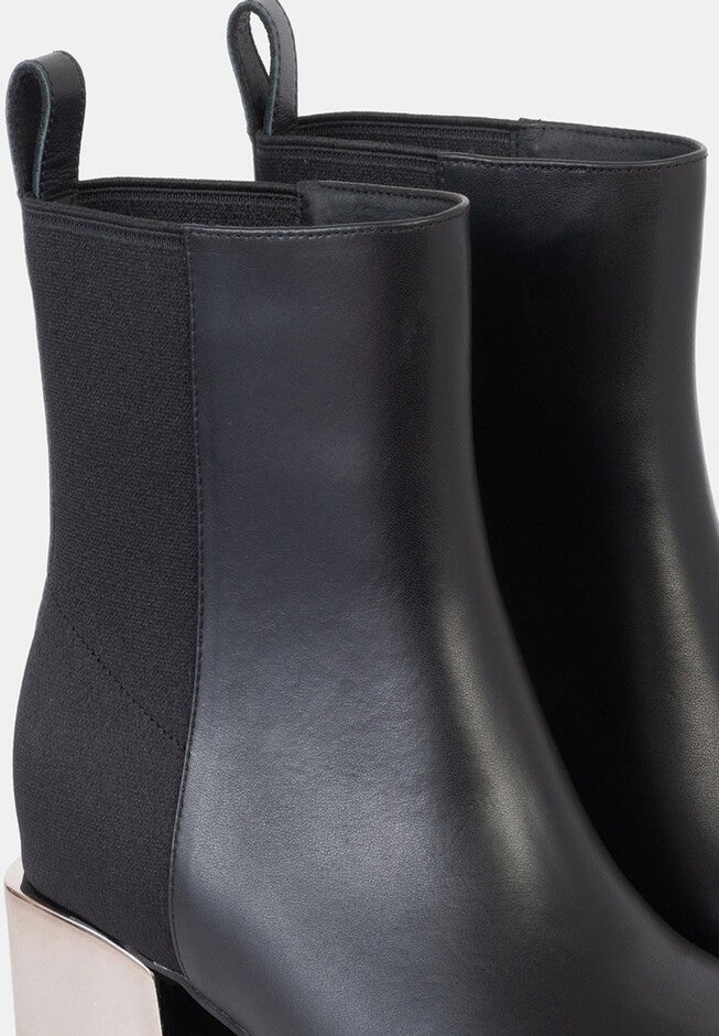 Jackie Half Stretch Silver Heel Bootie, Black / Black, alternate image number 3